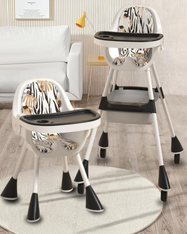 Little Olive 3-in-1 Convertible High Chair for Kids - Trendy Design, Adjustable, Foldable(Black)