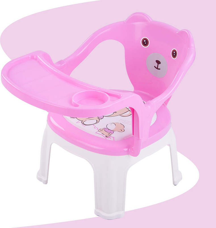 baybee Bear Painted Foldable Baby Pink Chair(Pink)
