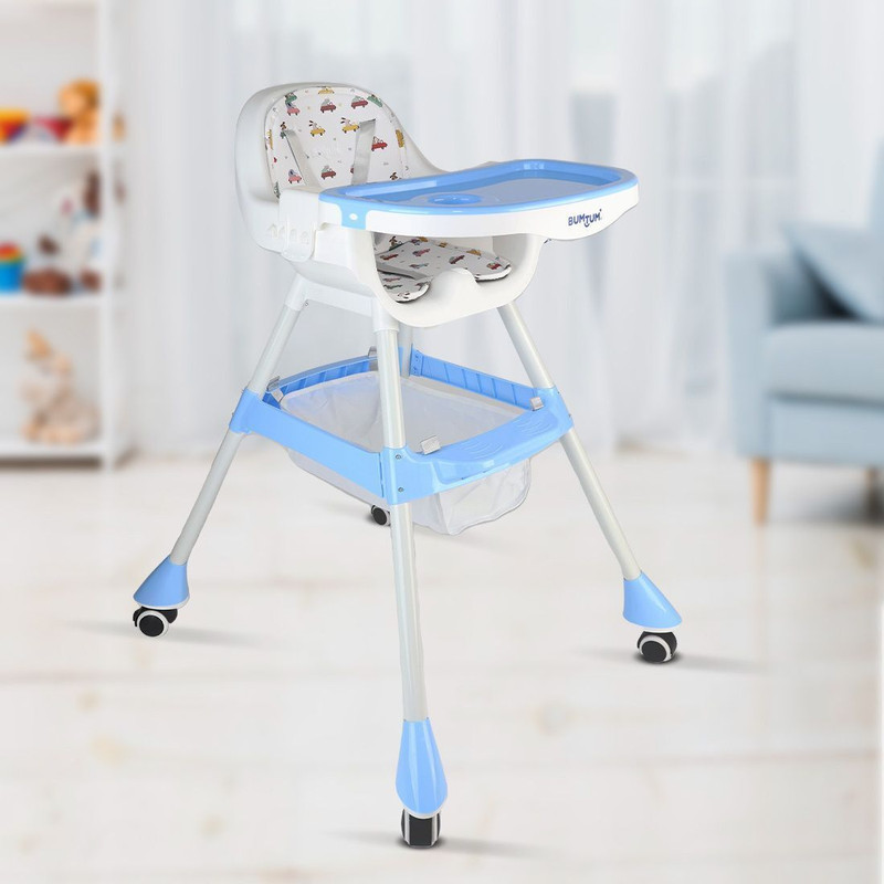 BUMTUM All in One Luxury Baby High Chair |Baby High Chair for Feeding 6 Months to 3 Yrs(Blue)