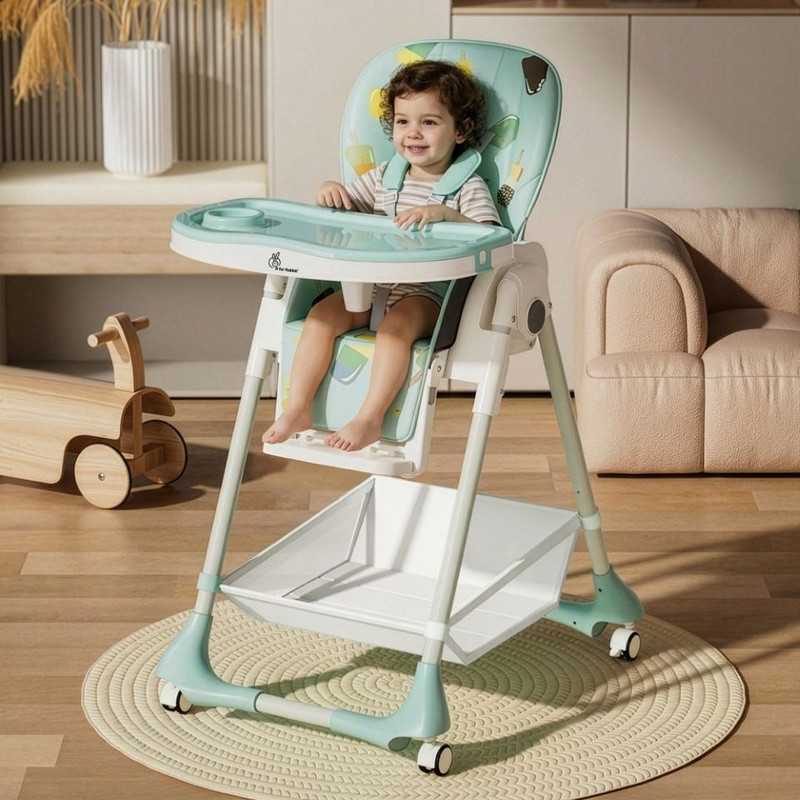 R for Rabbit Marshmallow High Chair for Baby, Multiple Recline Position High Chair - Blue(Blue)