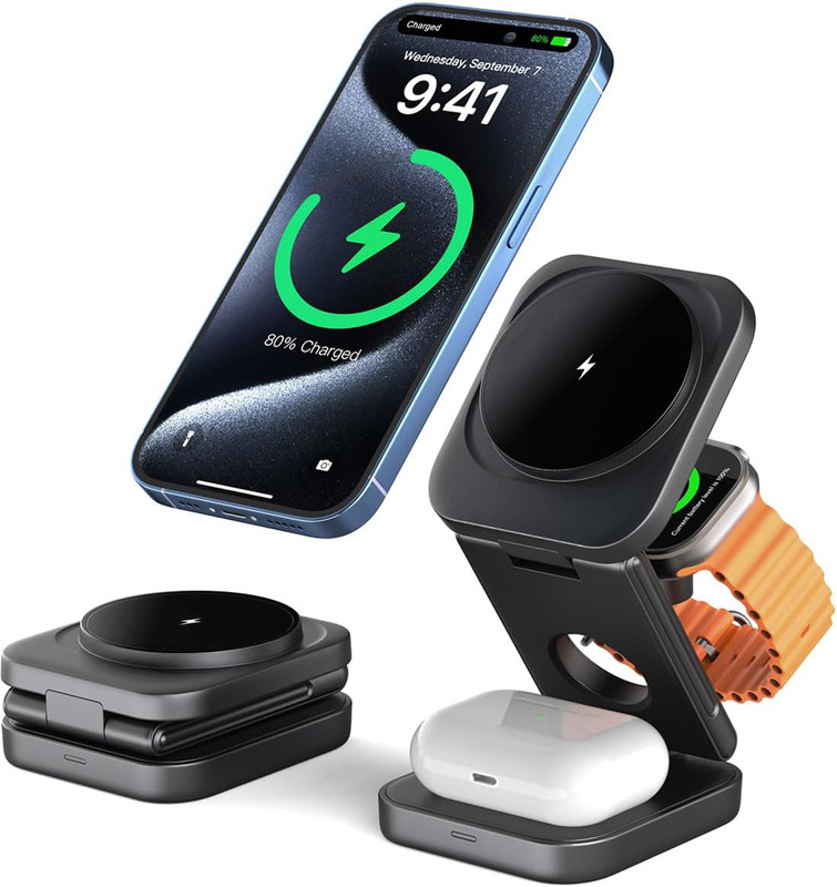 YLLZI Z28 Magnetic Mag-Safe Wireless Charger for iPhone, Aipods, iWatch Charging Pad