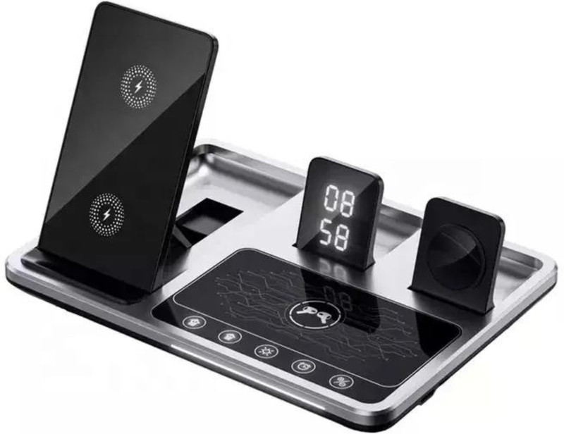 Rasta 4 in 1 Luxury Smart Electric Lift Digital Clock foldable With LED Light Wireless Charging Pad