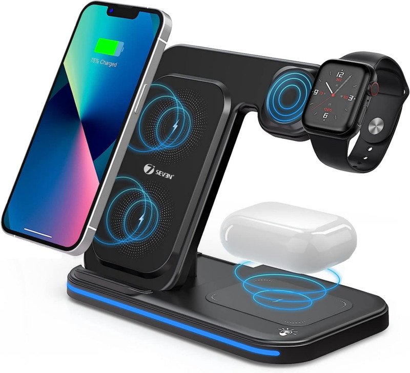 7SEVEN 3 in 1 Fast Wireless 15W Charger for iPhone, iWatch and Airpod OJD-95 Charging Pad