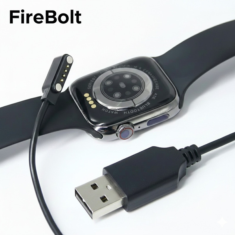 parth FireBolt 4-PIN USB Fast Charger Cable Magnetic For Smart Watch Charging Pad