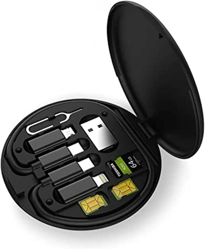 RANZZER 5in1 Data Cable Set with 60W Fast Charging Cable Card Tray Eject Pin Storage Box Charging Pad