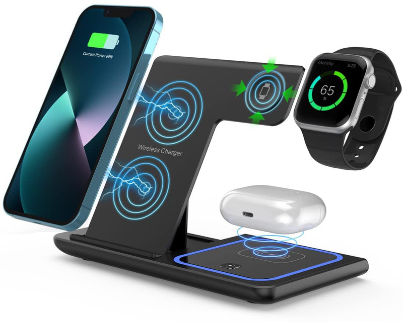 SKOG Wireless Charging Station, 3 in 1 Fast Charging for iPhone iWatch Airpods Charging Pad
