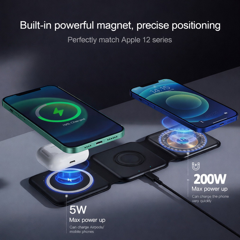 NOX SR Multi-Device 3-in-1 Charger for Apple Watch, AirPods, iPhone Charging Pad