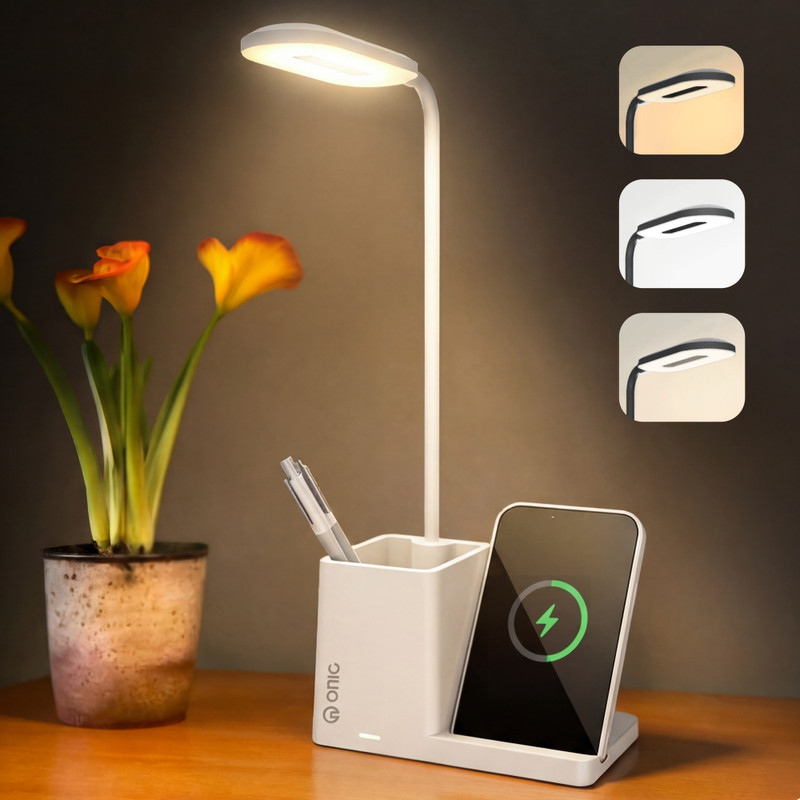 ONIC 3 in 1 Wireless Charger with Lamp & Pen Holder 15W Fast Charge Charging Pad