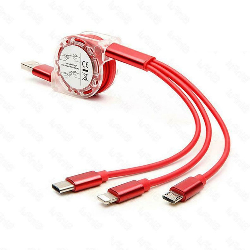 G2L TOP BRAND 3 IN 1 Mobile Charging Line fast Charging Cable Type-C Micro Phone Pin Charging Pad