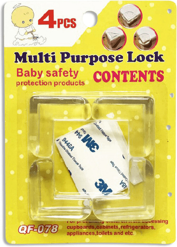 ZARWAR Multi-purpose Corner Safety Locks For Baby's Protection & Safety (4pieces) Child Safety Deadbolt Lock(Clear)