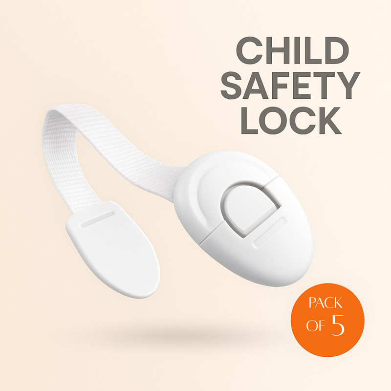 KIDDOH Baby Safety Products for Home | Door, Fridge & Drawer Safety Guard Strap Locks Child Safety Strap Lock(White)