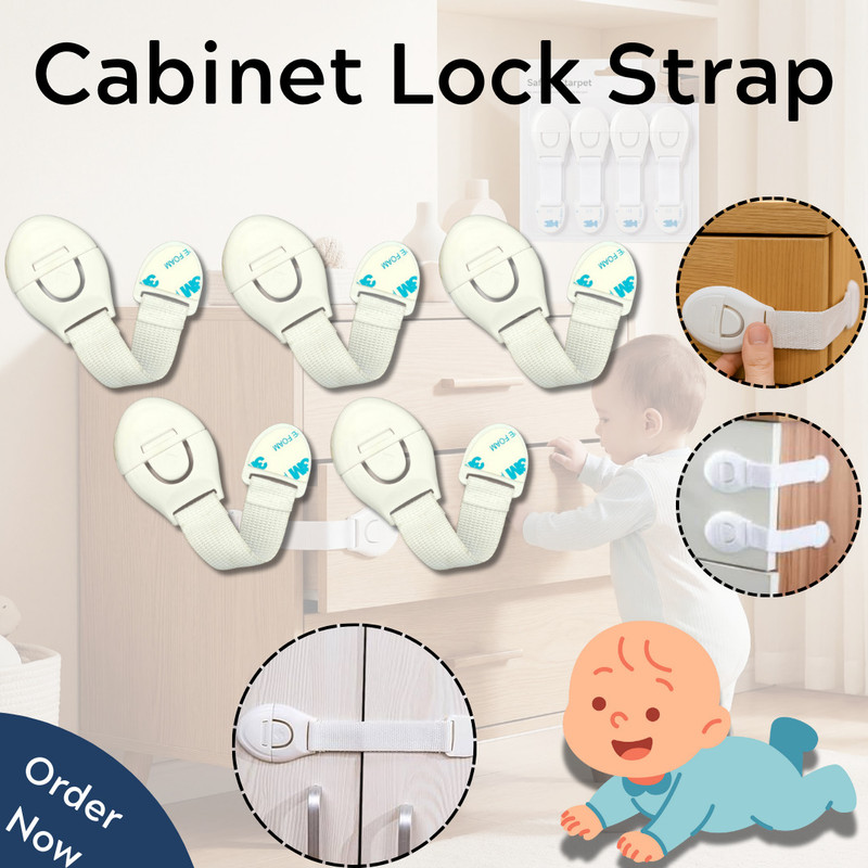 KIDDOH Child Proof Furniture Strap Lock – Pack of 5 Child Safety Strap Lock(White)