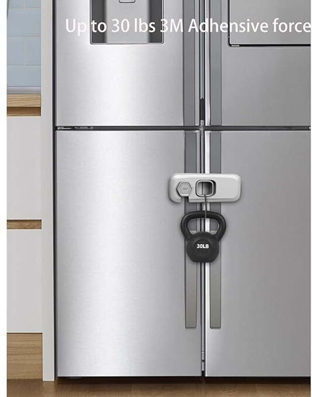 MOOKA Adjustable Refrigerator Door Lock 360° Fridge Safety Lock for Kids(greay)