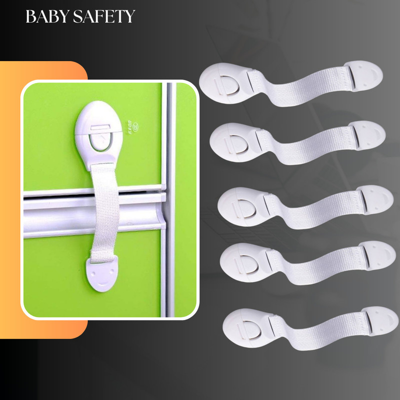KIDDOH Baby Safety Lock for Door & Drawers | Easy Installation Child Safety Strap Lock(White)
