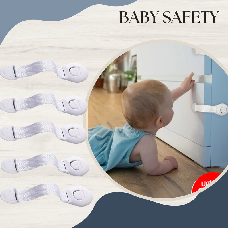 KIDDOH Child Safety Lock for Drawers & Cabinets Child Safety Strap Lock(White)