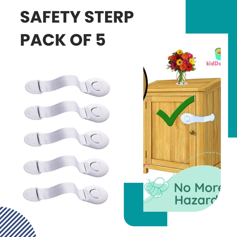 KIDDOH Baby Proofing Safety Locks – Secure Cabinet & Drawer Straps (White, 5 pcs) Child Safety Strap Lock(White)