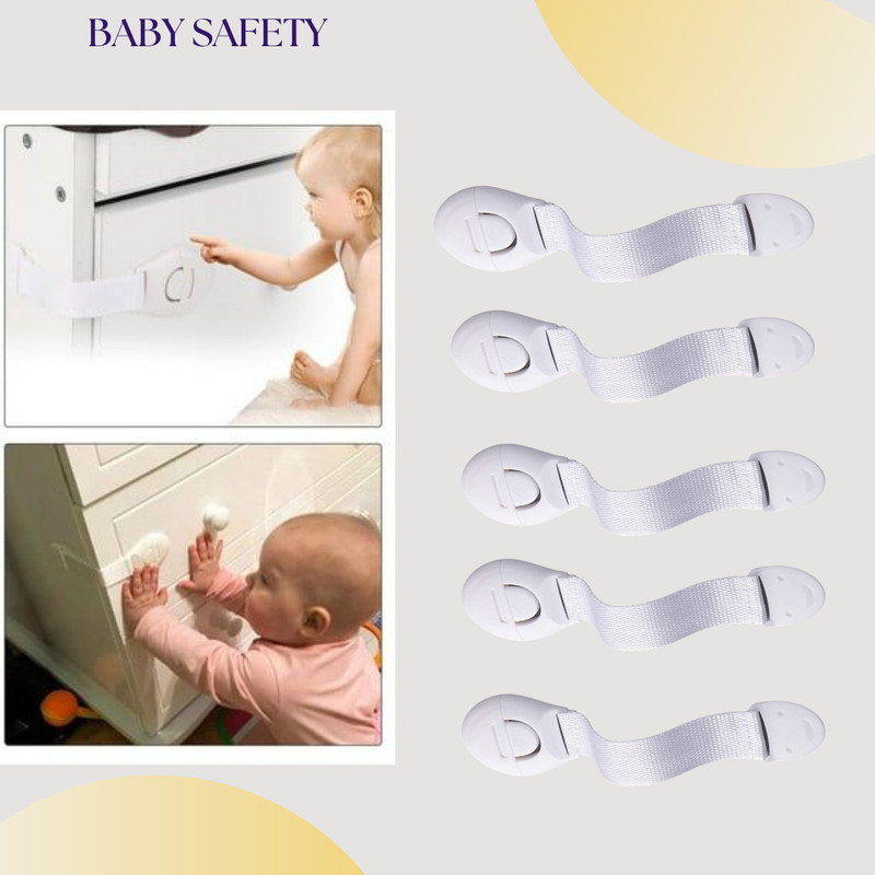 KIDDOH Safety Lock Latch for Drawer, Kitchen Cupboard & Refrigerator Child & Toddler Child Safety Strap Lock(White)