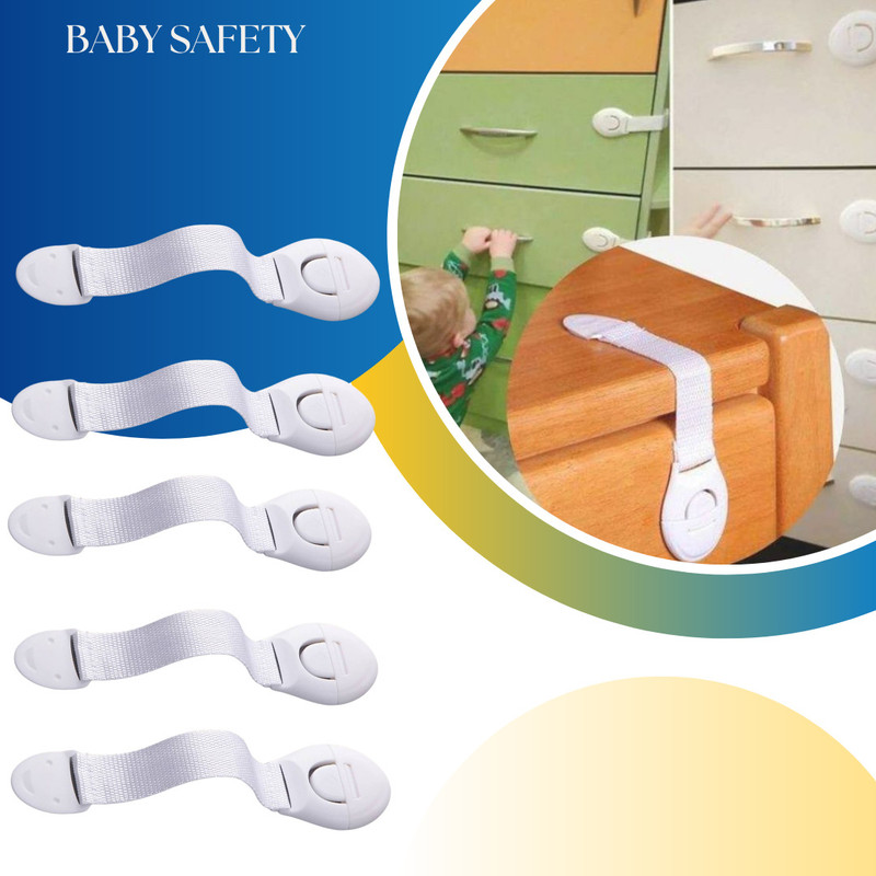 KIDDOH Safety Lock for Cabinet, Drawer, Fridge for Baby Child Infant Safety Latch Child Safety Strap Lock(White)
