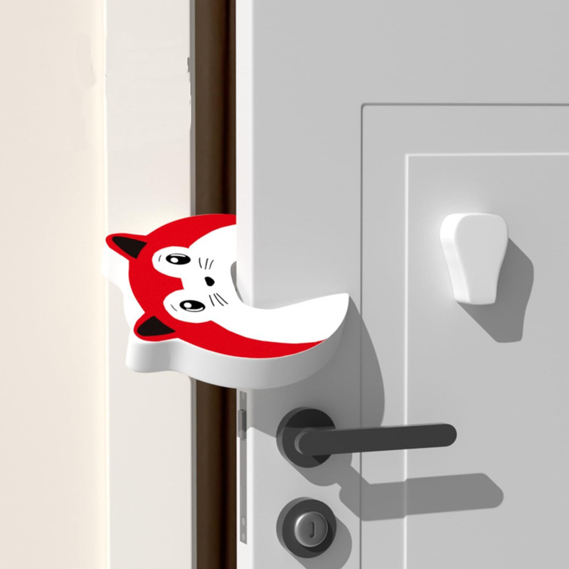 HomeHunt 1PCS Children's Anti-Pinch Door Card, Silent Door Stop Pad Child Safety Slide Lock(Red)