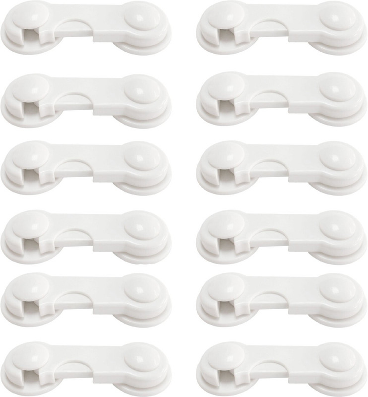 SYGA Safety Locks Uses Dual Adhesive Tape Child Proof Cabinets Drawers(White 12 Pcs) Child Safety Latch Lock(White)