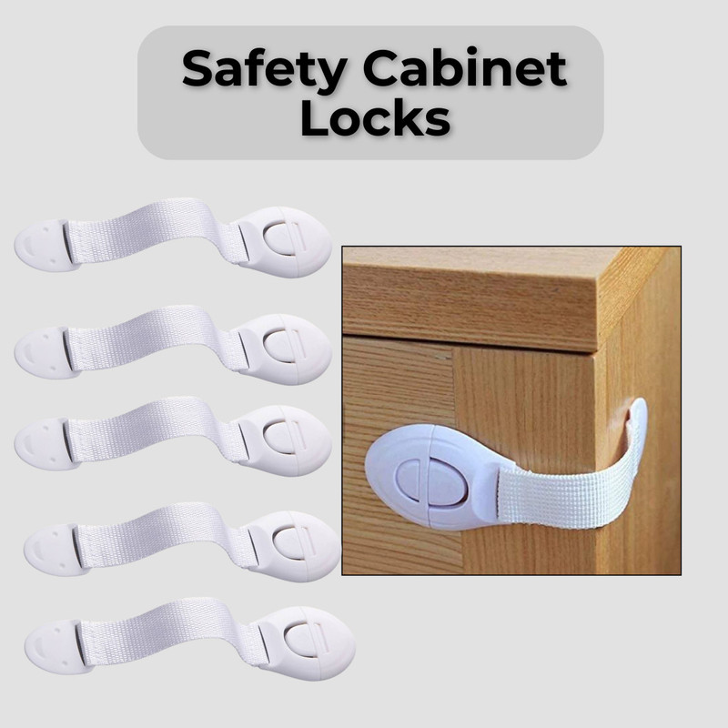 Life Zest Baby Safety Furniture Locks – Child Proof Cabinet & Drawer Locks (Pack of 5) Child Safety Strap Lock(White)