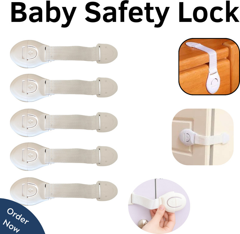 KIDDOH SoftGrip Safety Strap Locks – Pack of 5 Child Safety Strap Lock(White)