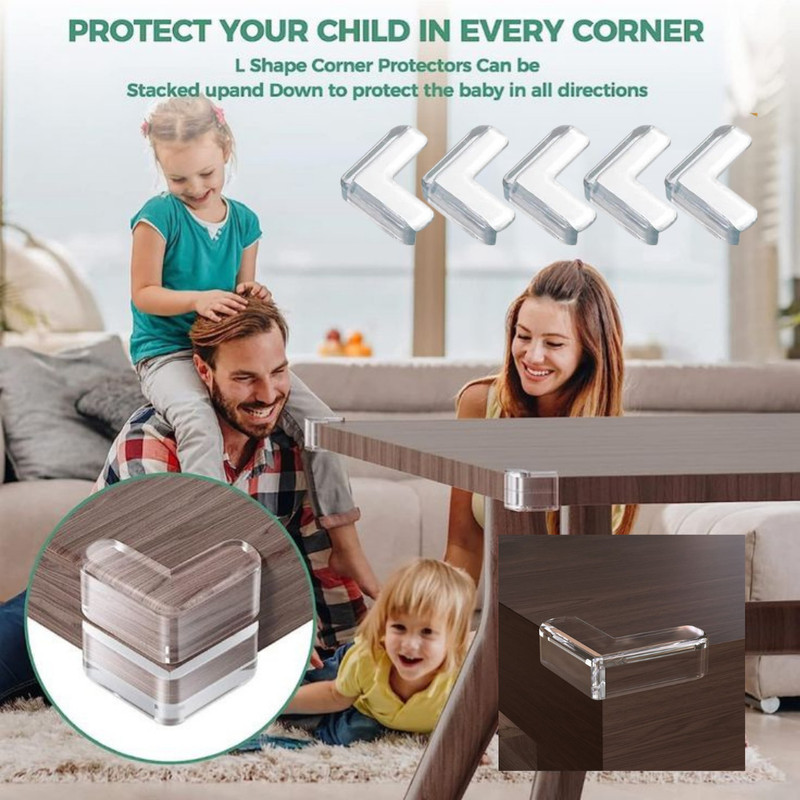 KIDDOH Table Corner Guards for Sharp Edges Silicon Child Safety Strap Lock(White)