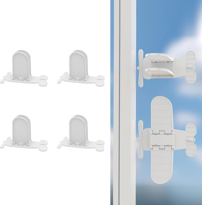 HASTHIP Sliding Door Window Child Safety Lock Child Safety Slide Lock(Beige)