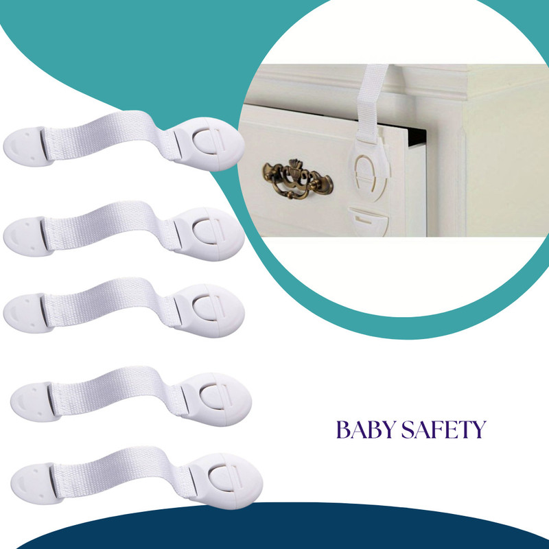 KIDDOH Adhesive Child Safety Lock | Furniture & Door Protection Child Safety Strap Lock(White)