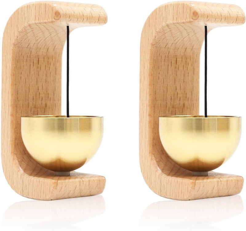 GYAN ECOM GADGETS 2-Pack Wooden Wind Bell, Wireless Adhesive Entry Alert System with Soft Chime(1 Bars)