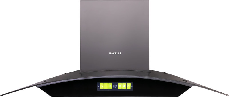 HAVELLS Mirak BLDC 90cm T Shape Glass Kitchen Chimney Auto Clean Wall Mounted Black 1700 CMH Chimney