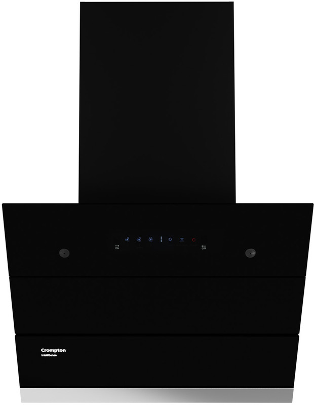 Crompton CHD-ISI60FLE-IND 1352 CMH 59.7 cm Intelli Sense 60cm|Slant Glass|Intelli Auto Clean|Low Noise Auto Clean Chimney(Wall Mounted, Black)