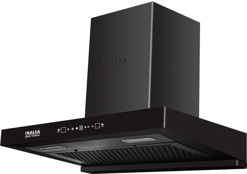 Inalsa Maris 75BKMAC 1350 m³/hr Motion Sensor, Filterless , Touch Control Kitchen Auto Clean Wall Mounted Black 1350 CMH Chimney