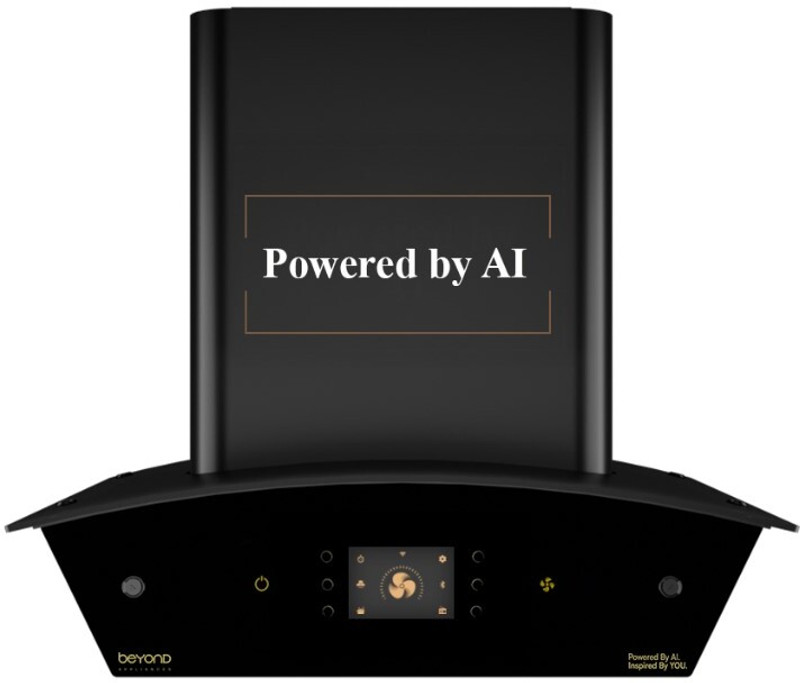 Beyond Appliances Arista 60cm Smart Chimney Auto Clean Filterless |Motion Sensor & Speakers | Touch Control | Radio | Whistle Counter |AI Chimney Wall Mounted Black 1408 CMH Chimney
