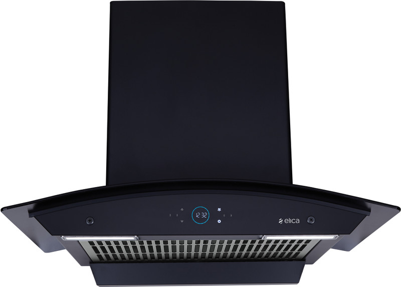 Elica iSMART 5STAR Performance 60cm Filterless GLACE FL HAC 60 LTW NERO with Remote & Auto Clean Wall Mounted Black 1425 CMH Chimney