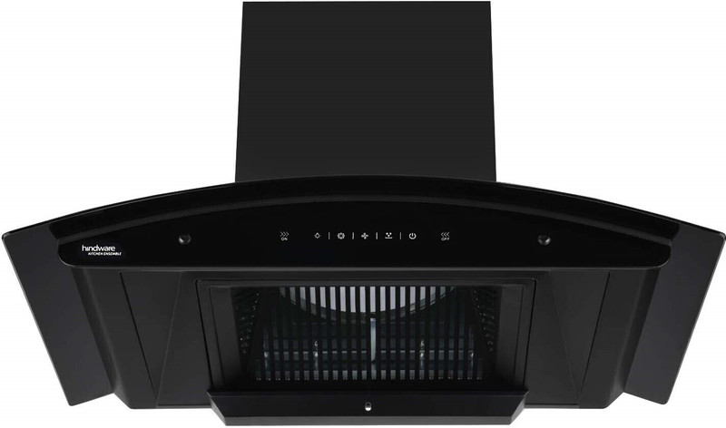 Hindware Divina 90 Cm Wall Mounted Chimney , Filter-less , Free 4 Water Bottle Auto Clean Wall Mounted Black 1200 CMH Chimney
