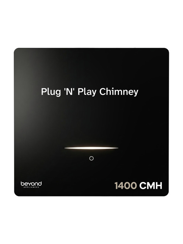 Beyond Appliances CUBE PLUG AND PLAY CHIMNEY 1400 CMH 60 cm | Auto Clean | 5-Stage Charcoal Activated Filter | Touch Control | 3-way Suction | 48dB Low Noise Auto Clean Chimney(Wall Mounted, Black)