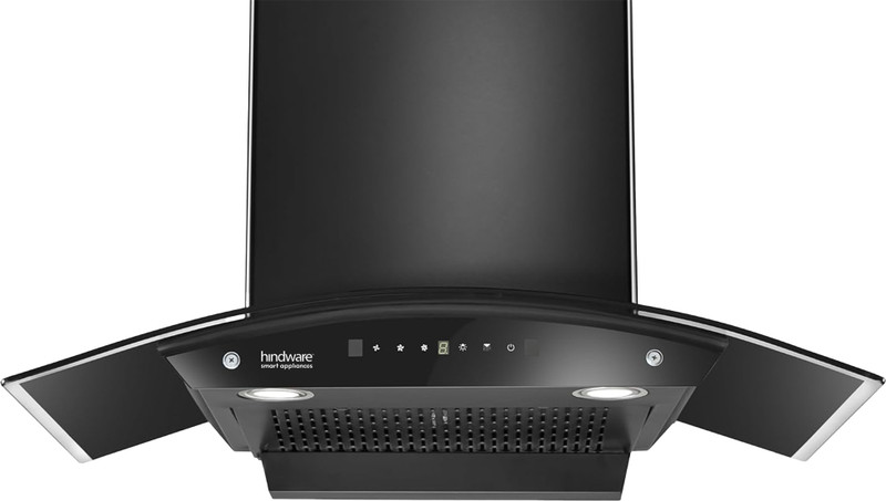 Hindware Smart Appliances Tayla BLDC 90 Auto Clean | T-Shape | Filterless | Touch Control | Motion Sensor | Energy Efficient LED Light | Powerful Suction | Wall Mounted Black 1500 CMH Chimney