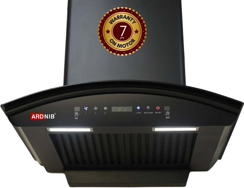 Ardnib Nova BK 60cm, Auto Clean Chimney with Gesture Control, 7 Yrs Motor Warranty, Auto Clean Wall Mounted Black 1450 CMH Chimney