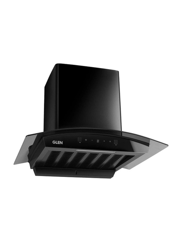 Glen ISPA AC BL 60CM 1200 CMH 60 cm Curved Glass 60 cm|Digital Display|Touch & Gesture Control| Autoclean| Filterless|Powerful Suction | Low Nois Auto Clean Chimney(Wall Mounted, Black)