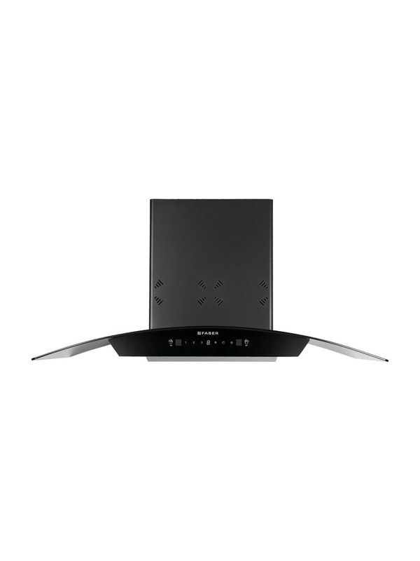 FABER HOOD ORIENT 3D IN HC SC FL BK 90 1400 CMH 90 cm Curved Glass 90 cm| Touch & Gesture Control| Autoclean| Filterless|Powerful 3 way suction| Low Noise Auto Clean Chimney(Wall Mounted, Black)