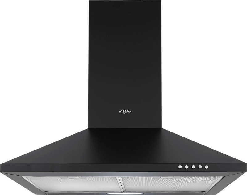 Whirlpool CLASSIC PLUS CF 60 BK HOOD Pyramid 60 CM | 5 Years Motor Warranty| 3 Layer Mesh Filter|Powerful Suction |Low Noise | LED Lamp | Push Button Control Wall Mounted Black 900 CMH Chimney