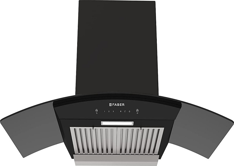 FABER HOOD SYDNEY IN HC SC FL 90 Auto Clean Curved Glass | Touch & Gesture Control | Autoclean| Powerful Suction |Filterless Technology| Low Noise Wall Mounted Black 1200 CMH Chimney