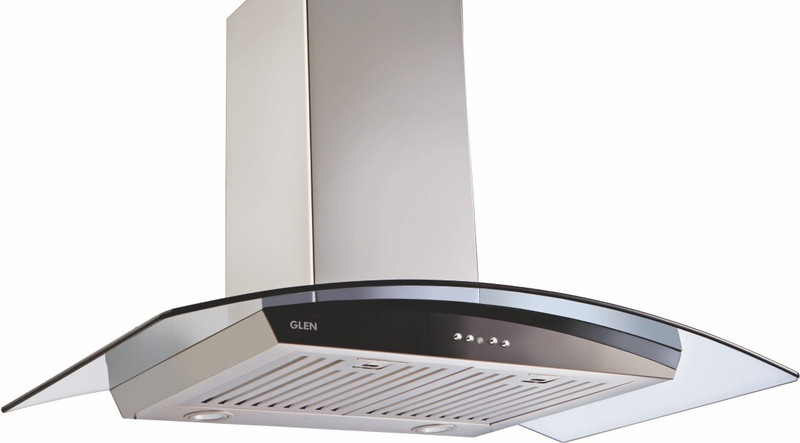 Glen CH6071GF90BFLTW Wall Mounted Silver 1250 CMH Chimney