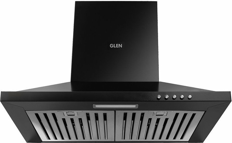 Glen CH6050 Kitchen Chimney, Pyramid Shape SS Baffle filters 60cm 1100 m³/h Wall Mounted BLACK 1100 CMH Chimney