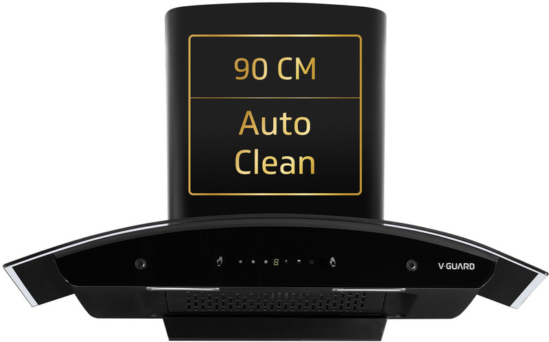 V-Guard X20 Neo Filterless Auto Clean 90cm| Touch & Gesture Control Wall Mounted Black 1400 CMH Chimney