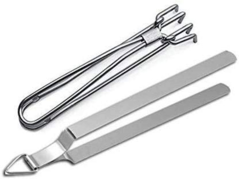 ZXFATIR Stainless Steel Chapati Roti Chimta Pakkad Utility Roasting Tong for Kitchen Chimta Pakkad 24 cm Utility Tongs(Pack of 1)