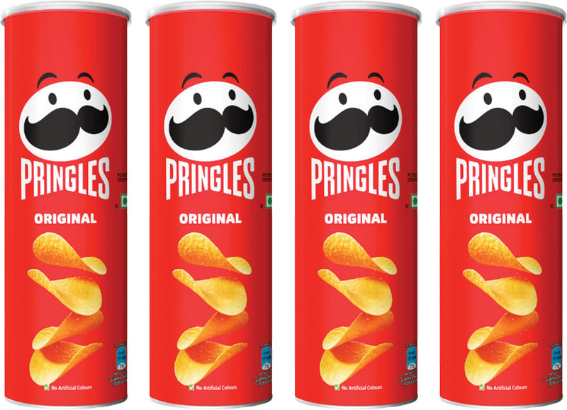 Pringles Potato Chips Original Pack of 4, Salted Flavor, Crispy Snack for Game Nights Chips(4 x 107 g)