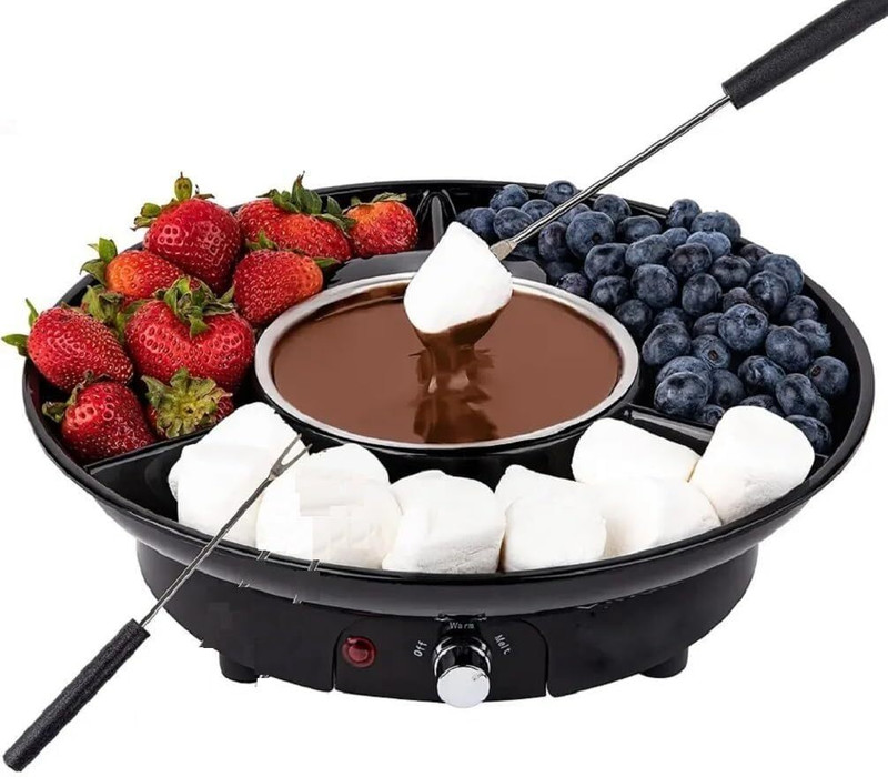 ETONWALL Chocolate Fondue Maker- Electric Dessert Fountain Fondue Pot Set Stainless Steel Fondue Set(Multicolor)