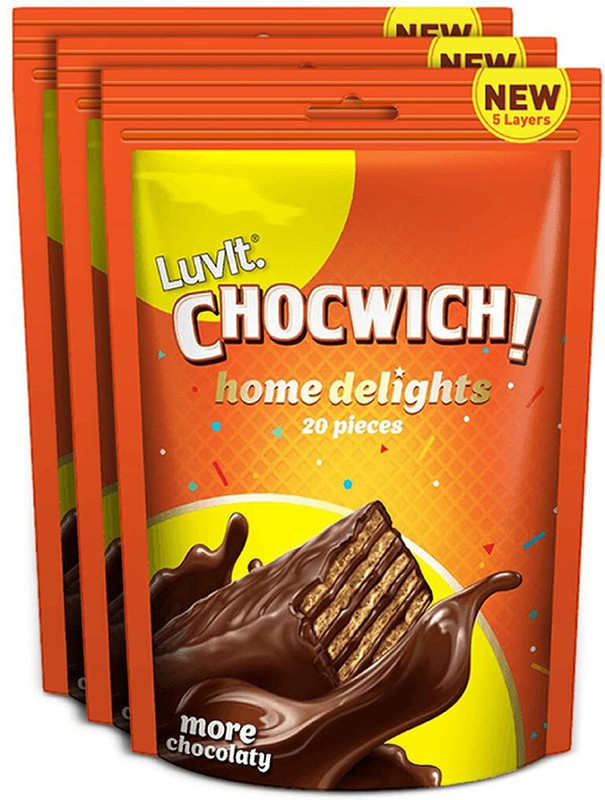 LuvIt Chocwich Home Delights Wafer Chocolates | Crunchy & Delicious | Homepack | Gift Combo Bars(3 x 187 g)
